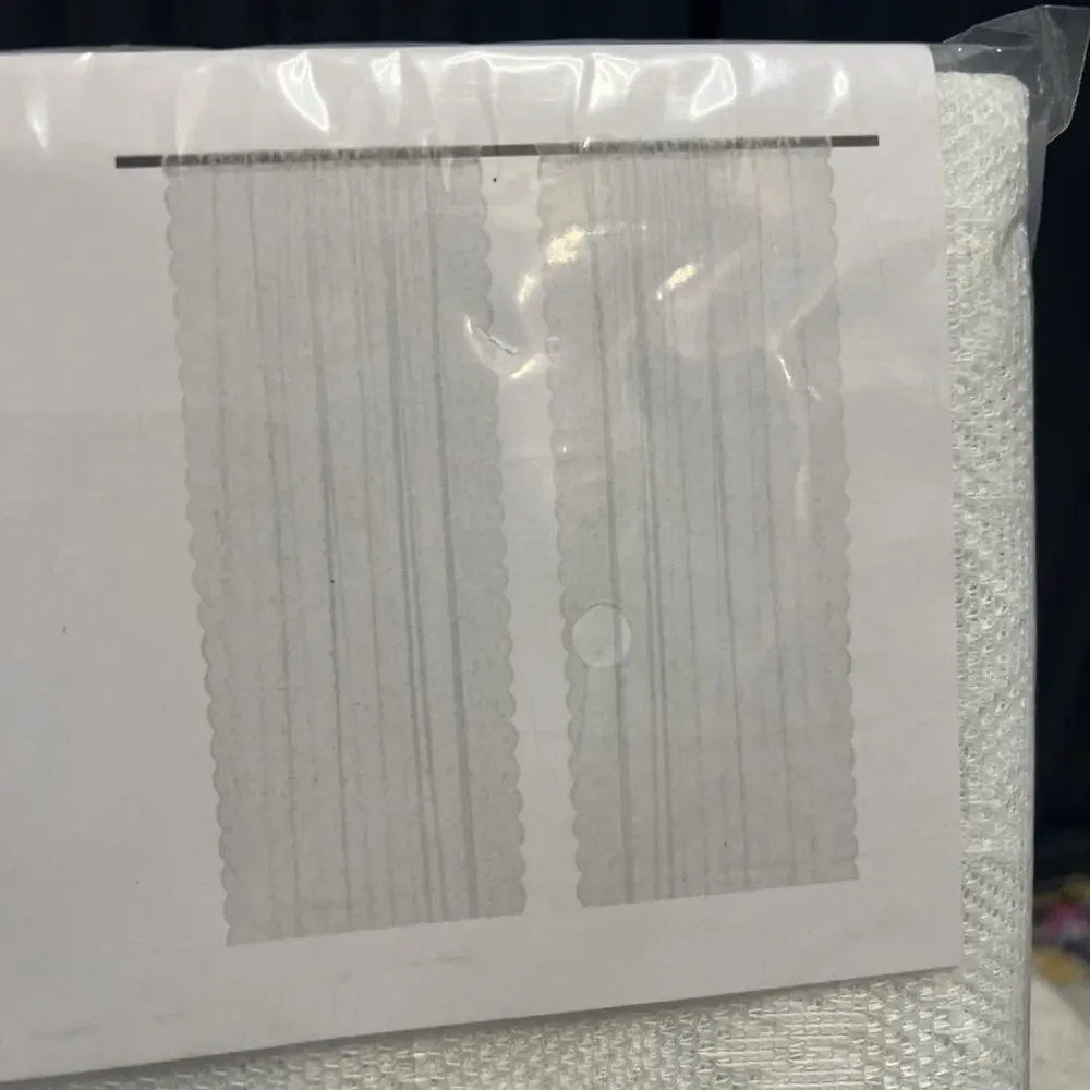 Ikea Lillyana Pair Sheer Net Curtains White Flowers Lace Scallop Panels 98” Long